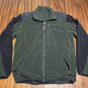 Vintage LL BEAN Men Green Full Zip Fleece Jacket Wind Pro Pocket Size Medium